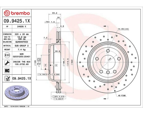 Bromsskiva BREMBO XTRA LINE 09.9425.1X, bild 3