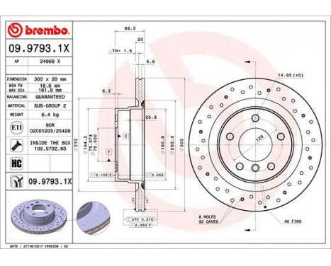 Bromsskiva BREMBO XTRA LINE 09.9793.1X, bild 2