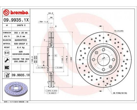 Bromsskiva BREMBO XTRA LINE 09.9935.1X