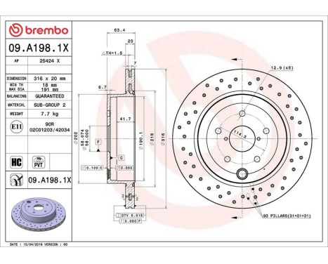 Bromsskiva BREMBO XTRA LINE 09.A198.1X, bild 2