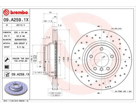 Bromsskiva BREMBO XTRA LINE 09.A259.1X, bild 2