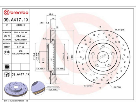Bromsskiva BREMBO XTRA LINE 09.A417.1X, bild 3