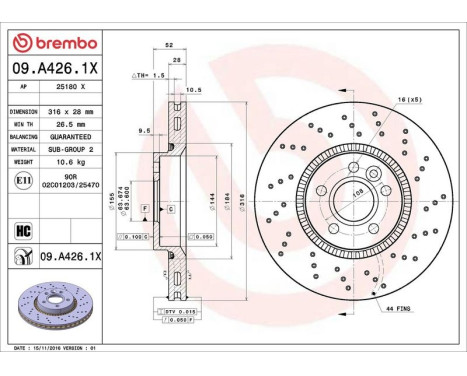 Bromsskiva BREMBO XTRA LINE 09.A426.1X, bild 3