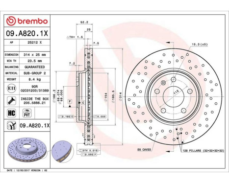 Bromsskiva BREMBO XTRA LINE 09.A820.1X, bild 3