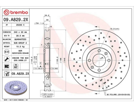 Bromsskiva BREMBO XTRA LINE 09.A829.2X, bild 3