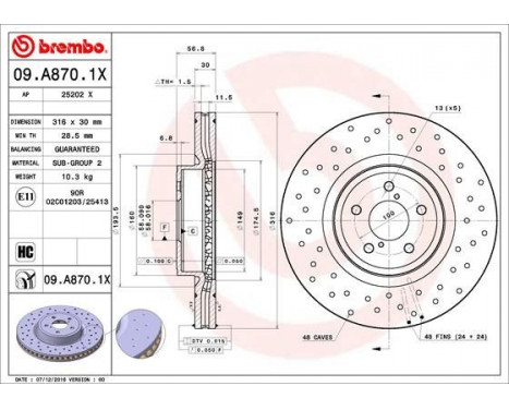 Bromsskiva BREMBO XTRA LINE 09.A870.1X, bild 2