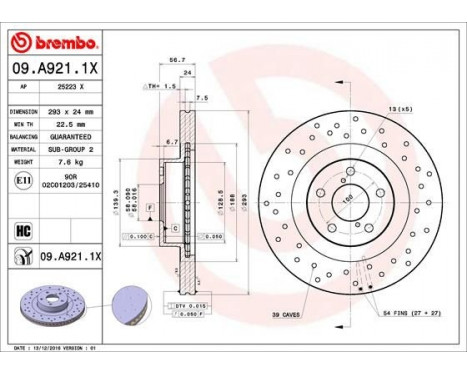 Bromsskiva BREMBO XTRA LINE 09.A921.1X, bild 2