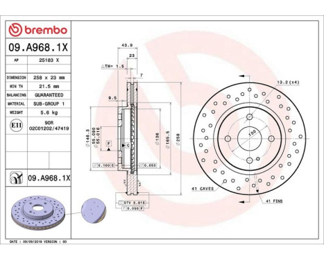 Bromsskiva BREMBO XTRA LINE 09.A968.1X, bild 2