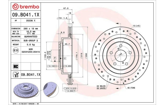 Bromsskiva BREMBO XTRA LINE 09.B041.1X, bild 2