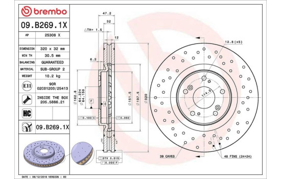 Bromsskiva BREMBO XTRA LINE 09.B269.1X, bild 2