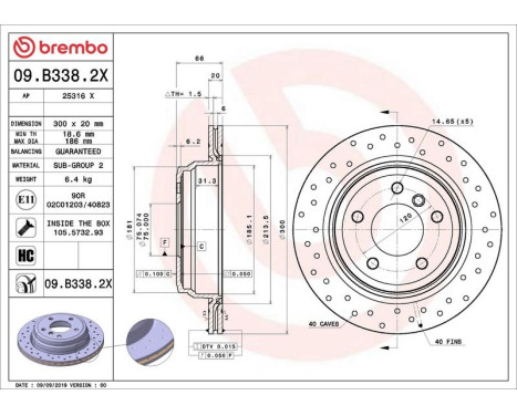 Bromsskiva BREMBO XTRA LINE 09.B338.2X, bild 2