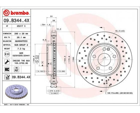 Bromsskiva BREMBO XTRA LINE 09.B344.4X, bild 2