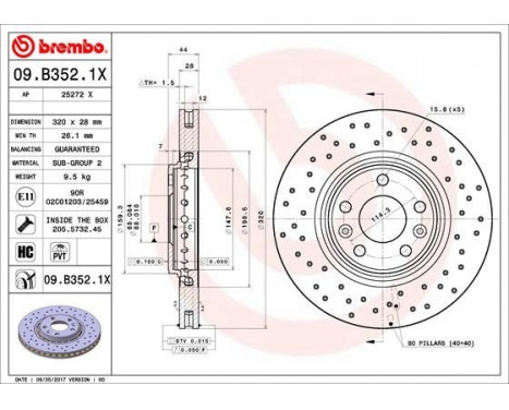 Bromsskiva BREMBO XTRA LINE 09.B352.1X, bild 2