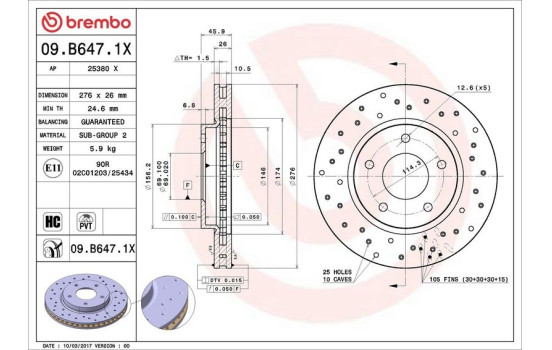 Bromsskiva BREMBO XTRA LINE 09.B647.1X, bild 3