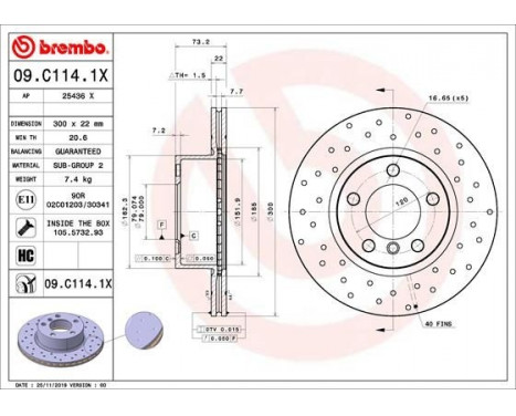 Bromsskiva BREMBO XTRA LINE 09.C114.1X