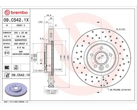 Bromsskiva BREMBO XTRA LINE 09.C542.1X, bild 2