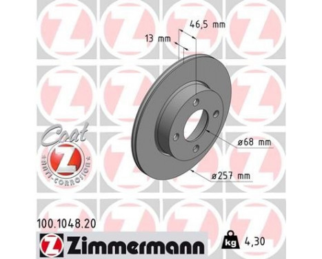 Bromsskiva COAT Z 100.1048.20 Zimmermann