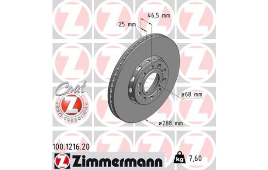 Bromsskiva COAT Z 100.1216.20 Zimmermann