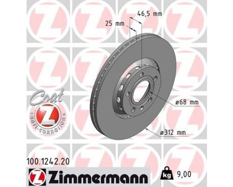 Bromsskiva COAT Z 100.1242.20 Zimmermann