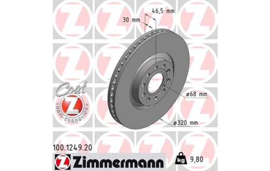 Bromsskiva COAT Z 100.1249.20 Zimmermann