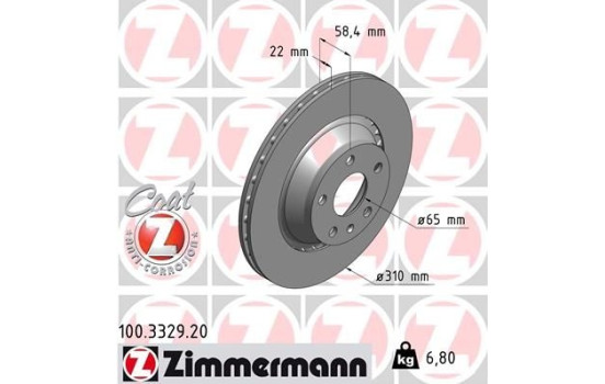 Bromsskiva COAT Z 100.3329.20 Zimmermann