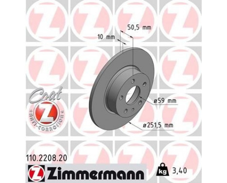 Bromsskiva COAT Z 110.2208.20 Zimmermann