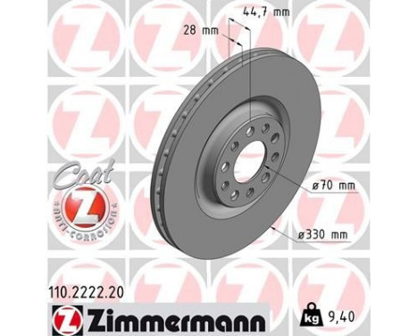 Bromsskiva COAT Z 110.2222.20 Zimmermann, bild 2