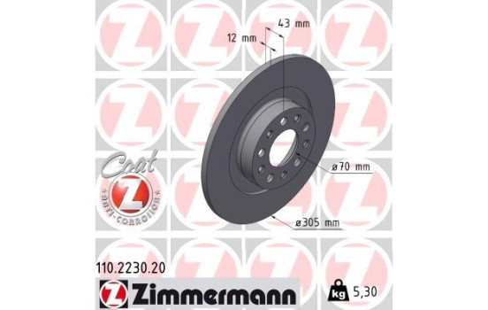 Bromsskiva COAT Z 110.2230.20 Zimmermann
