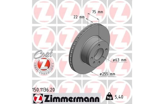 Bromsskiva COAT Z 150.1136.20 Zimmermann