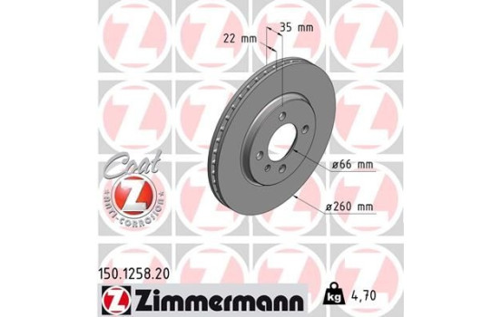 Bromsskiva COAT Z 150.1258.20 Zimmermann