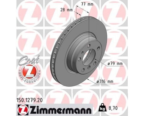 Bromsskiva COAT Z 150.1279.20 Zimmermann