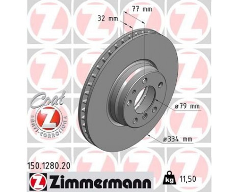 Bromsskiva COAT Z 150.1280.20 Zimmermann