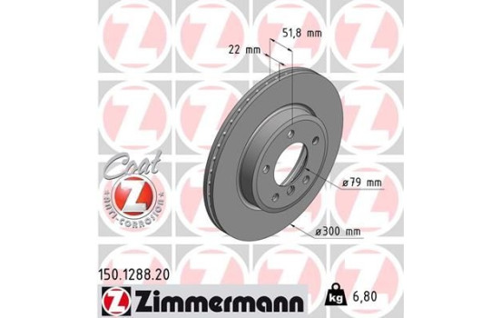 Bromsskiva COAT Z 150.1288.20 Zimmermann
