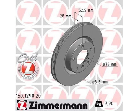 Bromsskiva COAT Z 150.1290.20 Zimmermann