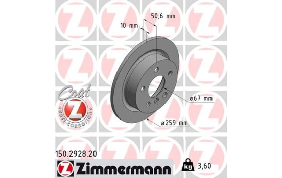 Bromsskiva COAT Z 150.2928.20 Zimmermann