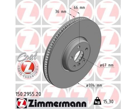 Bromsskiva COAT Z 150.2955.20 Zimmermann