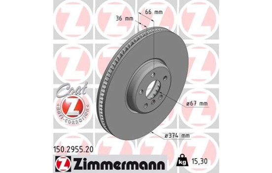 Bromsskiva COAT Z 150.2955.20 Zimmermann