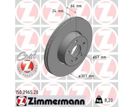 Bromsskiva COAT Z 150.2965.20 Zimmermann
