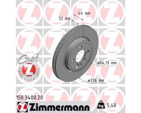 Bromsskiva COAT Z 150.3400.20 Zimmermann