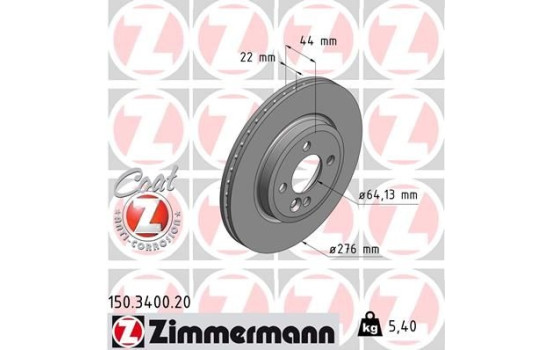 Bromsskiva COAT Z 150.3400.20 Zimmermann