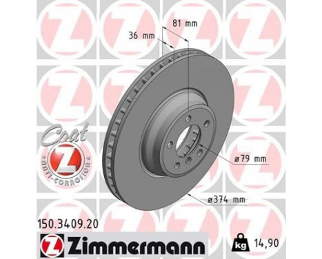 Bromsskiva COAT Z 150.3409.20 Zimmermann