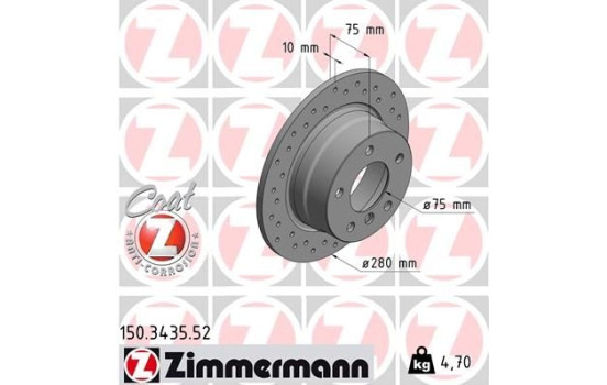 Bromsskiva COAT Z 150.3435.52 Zimmermann, bild 2