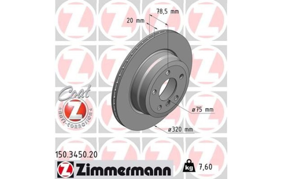 Bromsskiva COAT Z 150.3450.20 Zimmermann