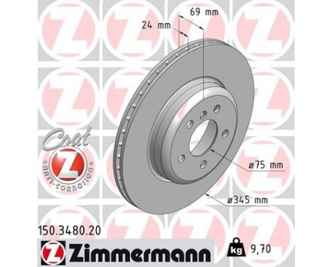 Bromsskiva COAT Z 150.3480.20 Zimmermann, bild 2