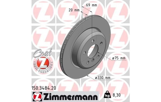 Bromsskiva COAT Z 150.3484.20 Zimmermann, bild 2
