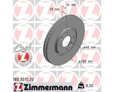 Bromsskiva COAT Z 180.3015.20 Zimmermann