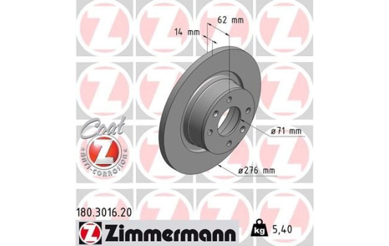 Bromsskiva COAT Z 180.3016.20 Zimmermann