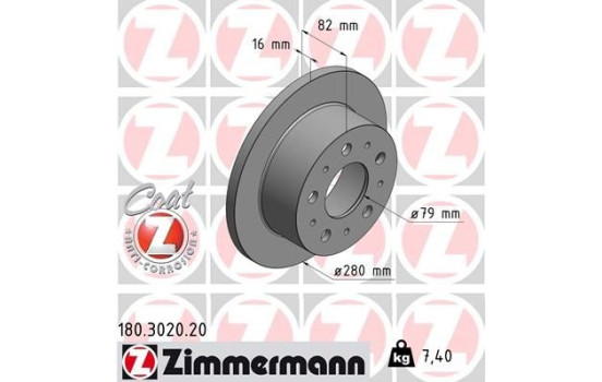 Bromsskiva COAT Z 180.3020.20 Zimmermann