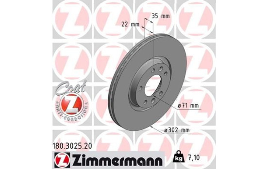 Bromsskiva COAT Z 180.3025.20 Zimmermann