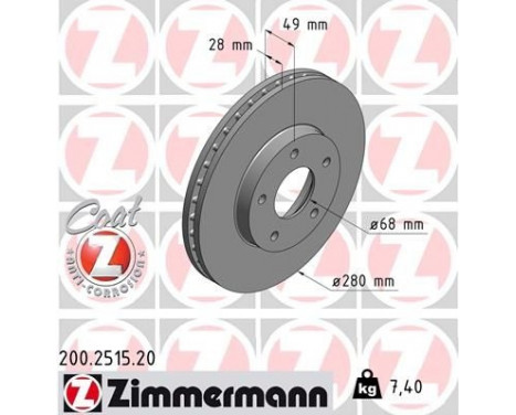 Bromsskiva COAT Z 200.2515.20 Zimmermann